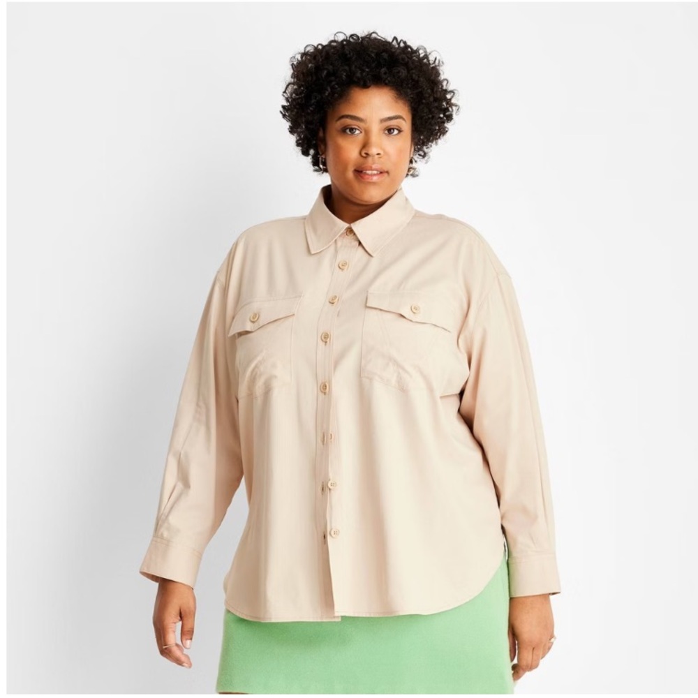 New! Women's Long Sleeve Western Button-Down Shirt - Future Collective™ Size 4X